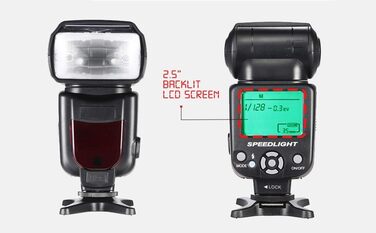 Цифровий спала́х Speedlite з LCD-дисплеєм, сумісний з камерами Nikon, Canon, Sony, Panasonic, Leica, Fujifilm, Pentax та Olympus