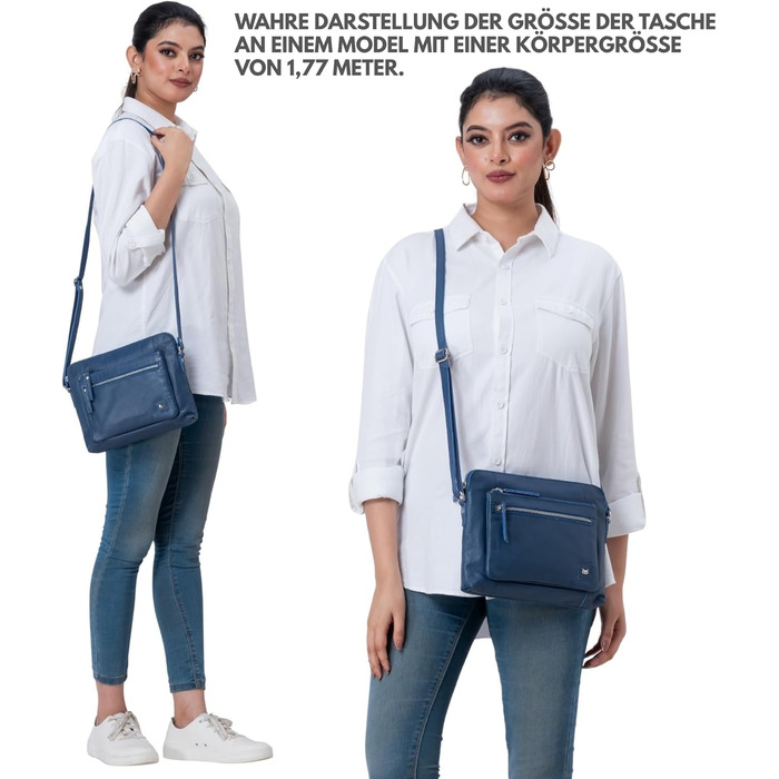 Сумка через плече Wise Owl з натуральної шкіри: жіноча та чоловіча, маленька сумка-кросбоді, 5 відділень, колір сапфіровий блакитний, шкіра наппа