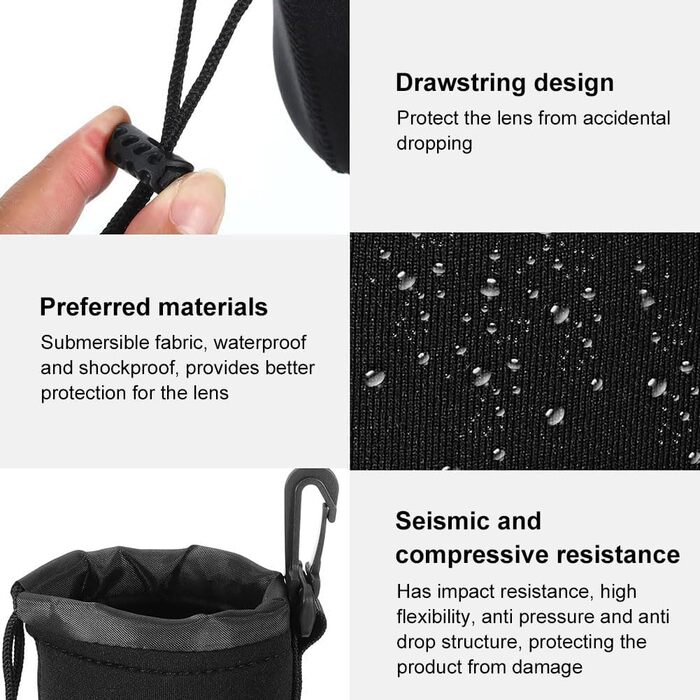 Набір чохлів для об'єктивів камери (4 шт.) - S, M, L, XL, водонепроникні, з підкладкою