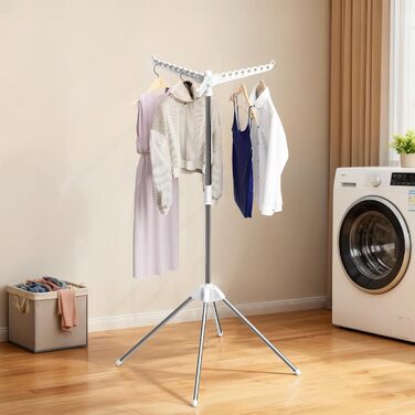Сушарка для білизни складана, біла, з 3 крилами, нержавіюча сталь - для дому та вулиці