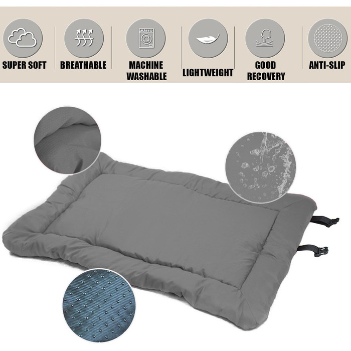 Килимок для собак Norhogo: портативна вологостійка лежанка для подорожей, 90x60 см, сірий