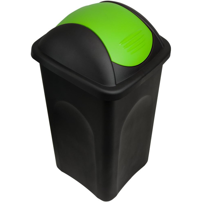 Сміттєвий бак Stefanplast з гойдальним кришкою, 60 літрів (чорний/зелений)