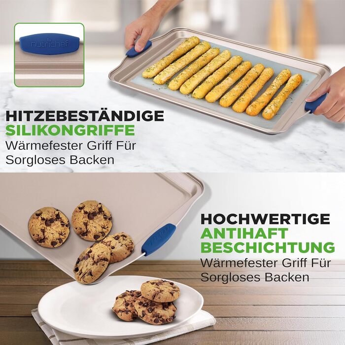 Набір форм для випічки NutriChef 6 шт. – дека для випічки, форма для мафінів, кексова форма з антипригарним покриттям, термостійка до 230°C, з силіконовими ручками з вуглецевої сталі – ідеально для тортів, хліба та мафінів