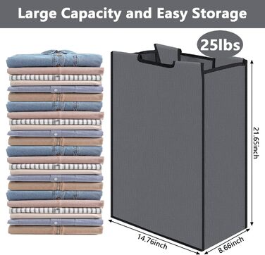 Laundry Sorter, Replacement Bags, Removable Replacement, Laundry Storage, Organizer, Without Hooks, 37 x 21 x 55 cm, Dark Grey, 3 Pieces
