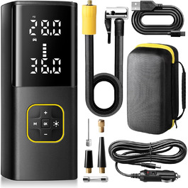 Електричний насос-компресор Zune Lotoo 150PSI 9000mAh для авто, мото, велосипедів і м'ячів, LED-дисплей, портативний, 12V