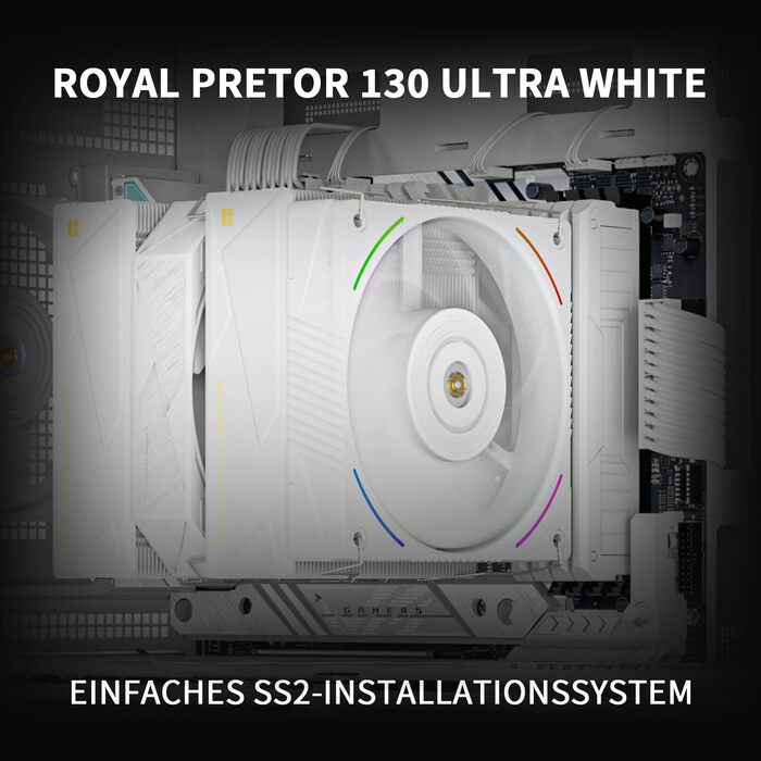 Кулер для процесора Thermalright Royal Pretor 130 Ultra White, двовежевий повітряний охолоджувач, 7 теплових трубок, білий, для AM4/AM5, Intel LGA1851/1700/115x/2011