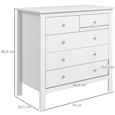 Комод HOMCOM з плавним закриттям, захистом від перекидання, 79 x 39,5 x 80,5 см, білий