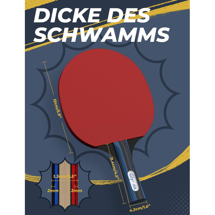 Набір для настільного тенісу Glymnis: 4 ракетки, 8 м'ячів, компактна сумка. Підходить для початківців, сім'ї та професіоналів