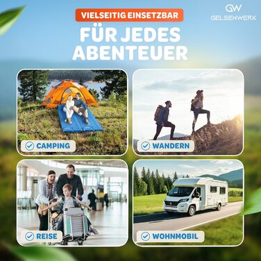 GELSENWERK Self-Inflating Sleeping Pad with Foot Pump - Ultralight Camping Air Mattress with Pillow for Travel, Hiking & Tent Use