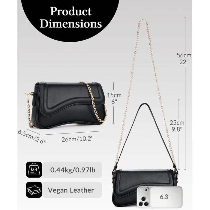 Жіноча сумка через плече, екошкіра, вінтажна Saddle Bag з 2 знімними ремінцями (Чорна, м'яка)