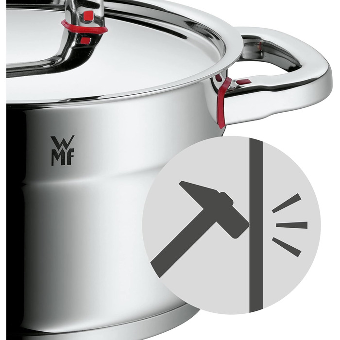 Каструля WMF Premium One з однією ручкою 16,5 см з кришкою, 1,5 л, з внутрішньою шкалою, з нержавіючої сталі Cromargan, з отвором для пари, для індукційних плит