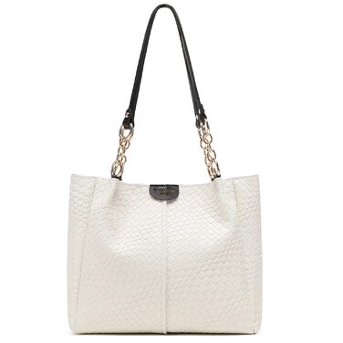 Сумка жіноча Unisoul Shopper велика - елегантна сумка через плече з екошкіри для офісу та подорожей (Бежево-чорна)