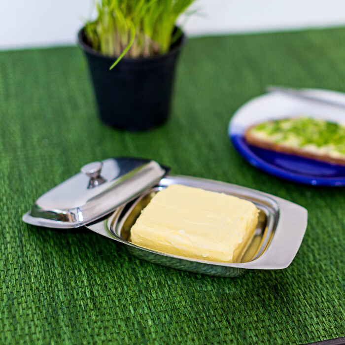 Relaxdays Stainless Steel Butter Dish with Handle