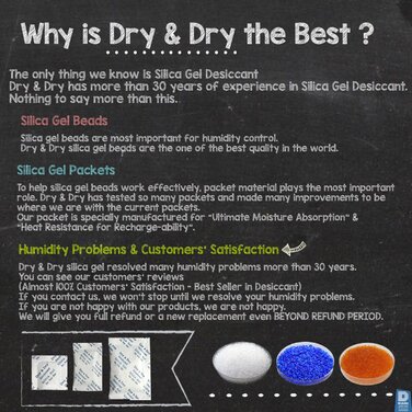 Dry & Dry 500 g [5 Pack] Food-grade orange indicator (Orange to Dark Green) mixed silica gel packets dehumidifier – rechargeable silica gel packet moisture absorber