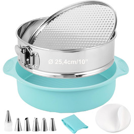 Форма для випічки Hikaproligt з нержавіючої сталі, діаметр 26 см, кругла, з антипригарним покриттям, не протікає, з силіконовим захистом, знімний дно, ідеальна для чізкейків, форма для випічки тортів 25 см