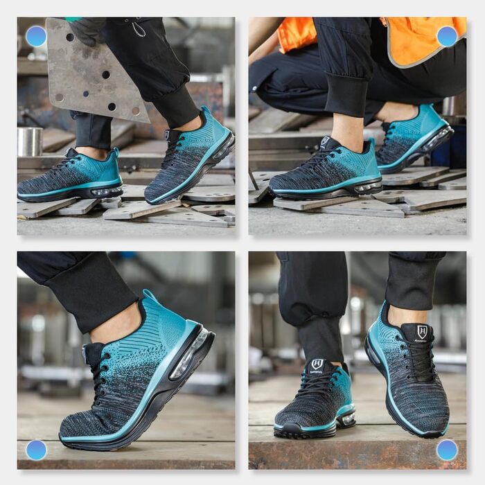 Зварювальні черевики Nasogetch: захисні черевики для жінок та чоловіків, сталевий капак, спортивні, дихаючі (42 EU, блакитний)