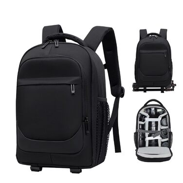 Водонепроникний рюкзак для фотоапарата: камера, DSLR, SLR, об'єктив, штатив, аксесуари, чорний