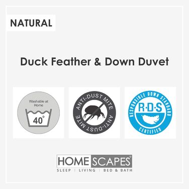 Homescapes Extra Warm Winter Comforter, 135 cm x 200 cm, Down Comforter Heat Class 5-6 (85% Duck Feathers and 15% Down) Quilted Comforter Öko-Tex Certified 135 x 200 cm