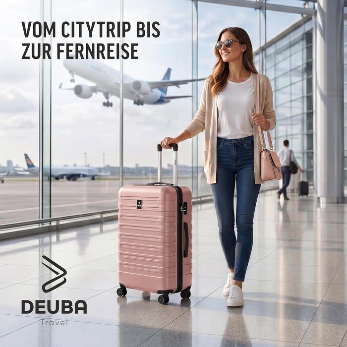 Набір дорожніх валіз Deuba TRAVEL з твердого корпусу, 3 предмети, пастельно-рожевий