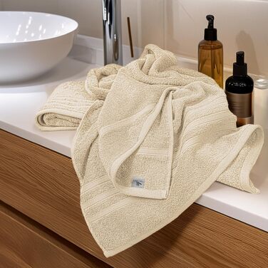 Набір банних рушників Tens Towels з 100% бавовни, 4 шт, 68.6 x 137.2 см, швидкосохнучі та легкі рушники для ванної кімнати, бежеві
