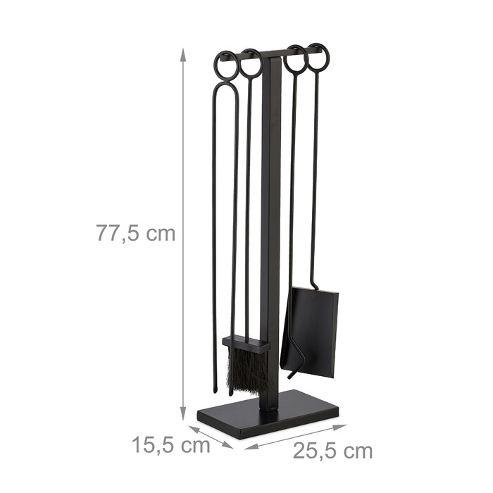 Relaxdays 5-Piece Fireplace Set in Black