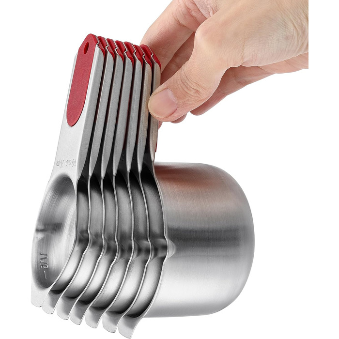 Spring Chef Magnetic Measuring Cup and Spoon Set (Patent Pending), strong N45 magnets, durable stainless steel, fits spice jars for baking & cooking, BPA-free, round, 15-piece set with