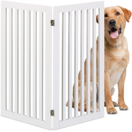 Захисний бар'єр для собак Relaxdays, самостійний, 91,5 x 103 см, MDF, складаний, для дверей, білий