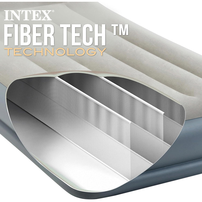 Повітряний матрац Intex Fiber-Tech RP з подвійною підставкою для подушок, односпальний, 99 x 191 x 30 см (64116ND)