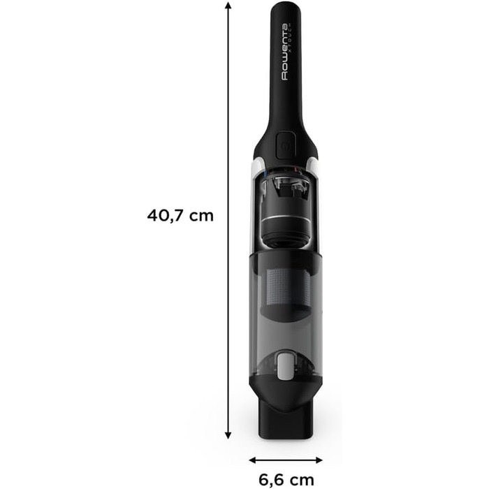 Ручний пилосос Rowenta X-Touch AC9736 бездротовий, чорний: компактний, легкий (0.6 кг), з насадкою для щілин та малою щіткою, потужний цифровий мотор, станція зарядки