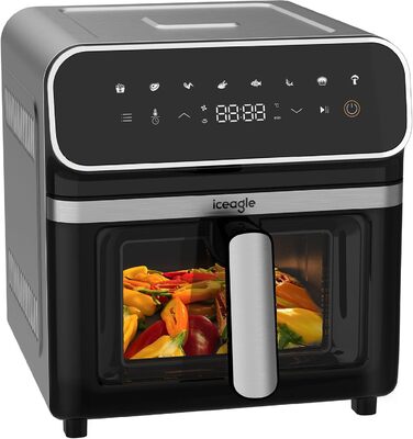 iceagle Hot Air Fryer 6.7 L Airfryer XXL - Air Fryer Without Oil | 2200W Hot Air Fryer with 8 Cooking Programs, Digital Display, with German Recipe Book