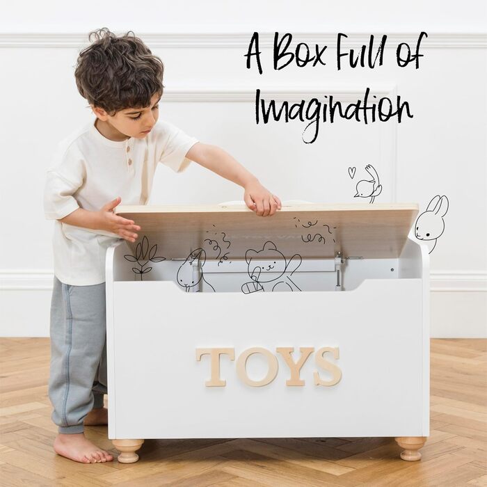 Le Toy Van Велика дерев'яна іграшкова скриня для дітей, 68x43x53 см, безпечні петлі, до 50 кг, навчальна, стиль Монтессорі, від 3 років