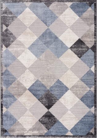 Килим SANAT Evra для вітальні - коротковорсовий килим з сучасним дизайном, підходить для вітальні, коридору, їдальні, спальні, кухні та дитячої кімнати (80x150 см, 200 x 280 см, прямокутний, блакитно-сірий)