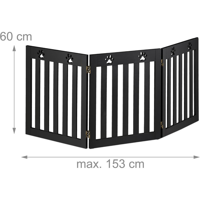 Захисне ворота для собак Relaxdays, 60 x 153 см, чорний, згинається, MDF