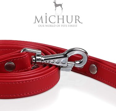 Julieta Leine, leather dog leash, leather lead for dogs, MATCHES Julieta collar, Red, leather, with lilies, rhinestones, and a large crystal