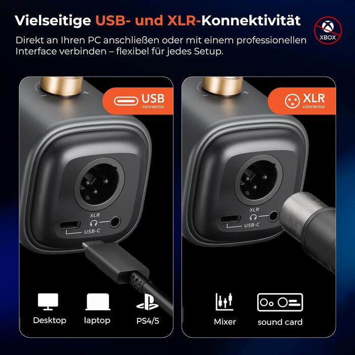 Динамічний мікрофон NearStream USB/XLR для ПК, геймінгу та стрімінгу з регулюванням гучності, кнопкою Mute, ізоляцією голосу, сумісний з MAC, PS4, PS5, мікшером (AM10X/AM15X)