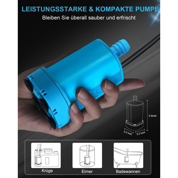 AUTOPkio Camping Shower with Battery, 12V 24V Portable Outdoor Camp Shower Set 4500mAh Rechargeable with Pump for RV, Travel, Car Washing