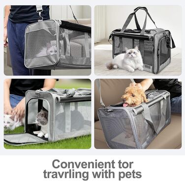 Транспортна сумка для кота/маленької собаки Transportbox Katze, 46x30x30 см, сіра, з сіткою та захистом від вітру