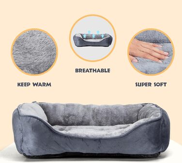 Dog Bed for Dogs 67x57cm, Non-Slip Dog Basket, Super Soft Fiber Filling, Washable Pet Bed for Small and Medium Dogs and Cats