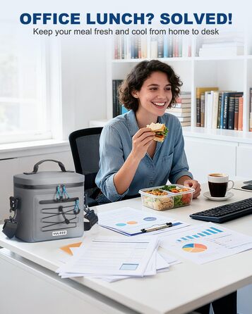 Термосумка-холодильник 15/24L, водовідштовхуюча, для пікніків, пляжу, кемпінгу, офісу, транспортування продуктів, сіра