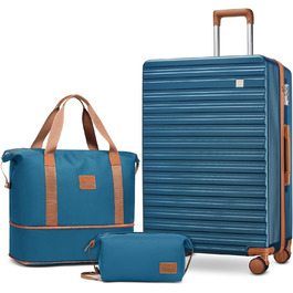 Набір валіз Joyway з ABS-пластику (4 колеса, TSA-замок) з місткою сумкою та культурою. Великий синій кофр