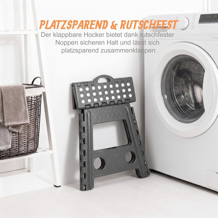 Складаний стілець Relaxdays: для кемпінгу, ванної кімнати, до 150 кг, пластик, сірий