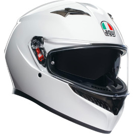 AGV K3 E2206 мотошолом інтеграл для чоловіків, білий, розмір L, з антизапотівальним візором, вентиляцією, спойлером, підготовкою під інтерком, UV-захистом