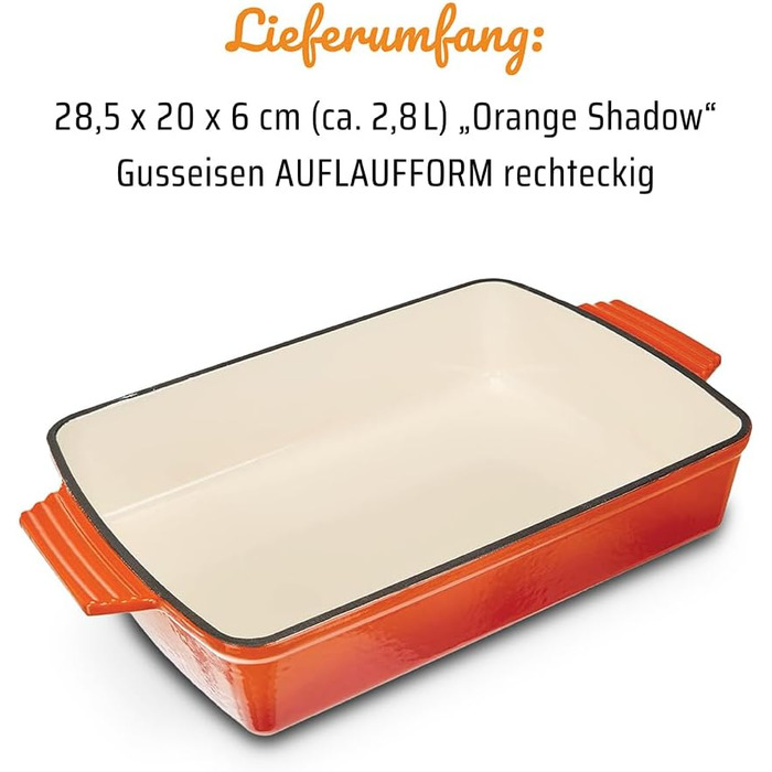 Форма для запікання GSW Orange Shadow, чавун, 28,5x20 см, помаранчева/кремова