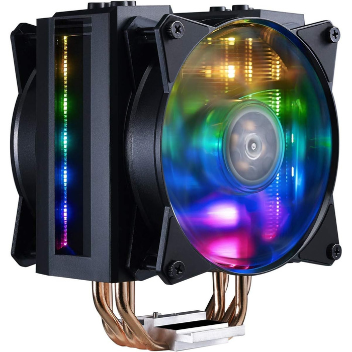 Охолоджувач CPU Cooler Master MasterAir MA410M з RGB підсвічуванням: двотурна конструкція, 6 heatpipes, тихий вентилятор SF120R