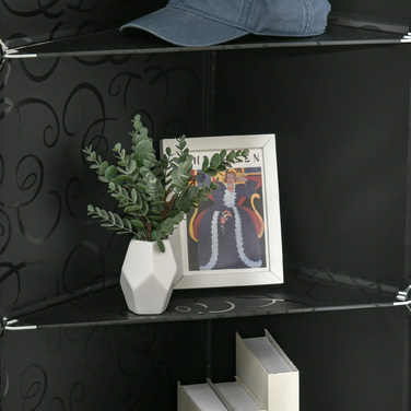HOMCOM DIY Closet Organizer System with 16 Cubes and 2 Rods DIY Cube Shelf, Storage Shelf for Clothes, Shoes, Black 145 x 46 x 162 cm | Aosom