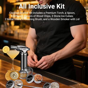 Набір для копчення віскі RoseFlower Nostalgie: для віскі, бурбону, стейку, риби та сиру. Копчення для дому, саду, грилю. Подарунок на День батька