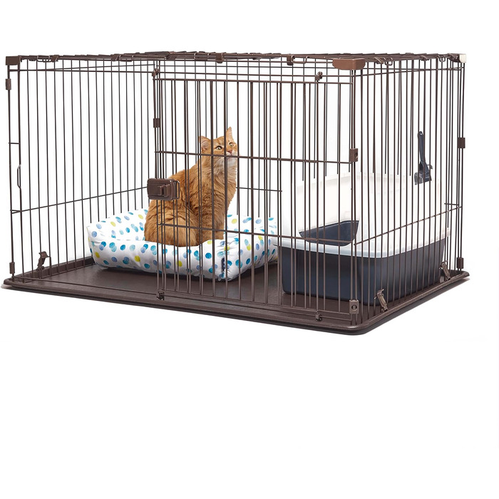 Клітка-вольєр для собак, котів та кроликів Iris Ohyama, 1.7 м², 8 панелей, WPC-24, чорний, з колесами