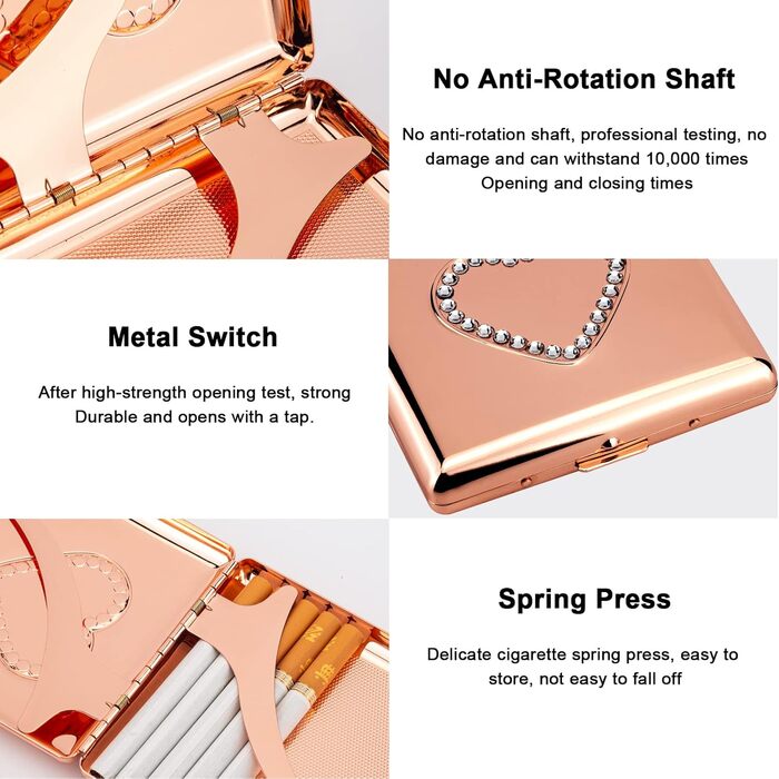 Металеве цукерничне пенал у формі серця Rosegold для 20 сигарет, 85's, подарунок на день народження/Новий рік