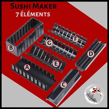 Набір для приготування суші 10-ти частинний з рецептами та відеоінструкцією | Мати, бамбукова мати, інструмент для суші та макі | Ідеальний подарунок