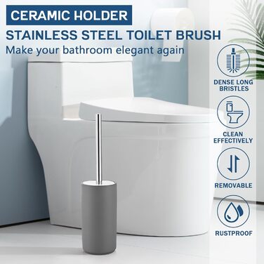 Набір для туалету GeruiKE: щітка для унітазу з керамічним тримачем (сірий матовий)